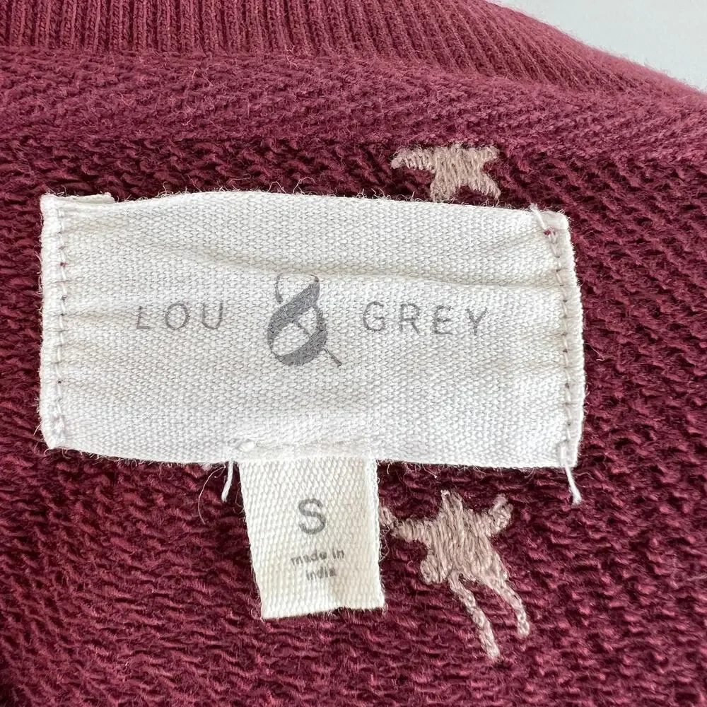 Lou & Grey Burgundy Long Sleeve Crewneck Shooting Star Terry Sweatshirt Size S